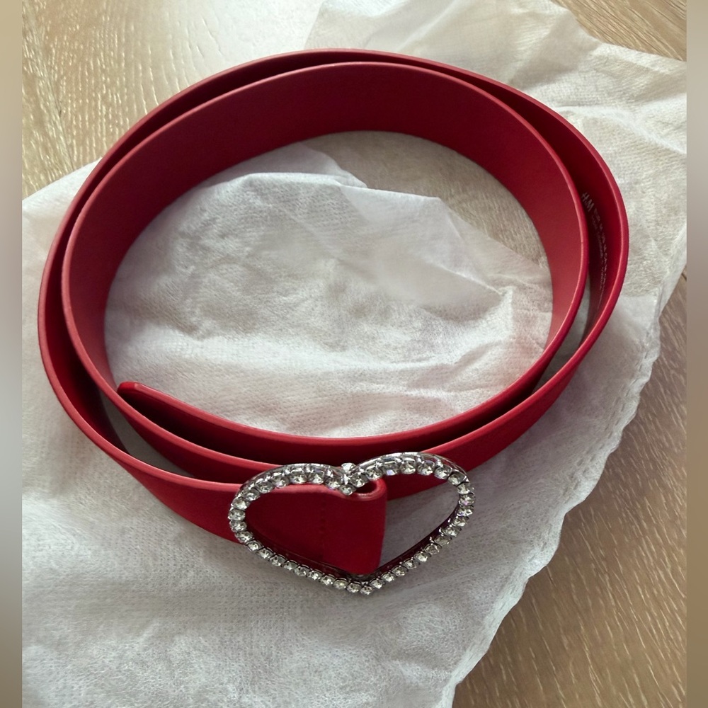 H&M Red Belt with Heart Buckle